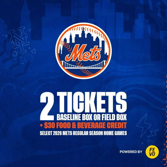 MLB New York Mets, Two (2) Baseline or Field Box Tickets + $30 Food & Beverage eVoucher