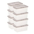 thumbnail image 1 of IRIS USA, Snap Top 17.2 Quart Plastic Storage Box with Gray Lid, 12” W x 17.5” L x 7” H, 8 Piece Set, 1 of 10