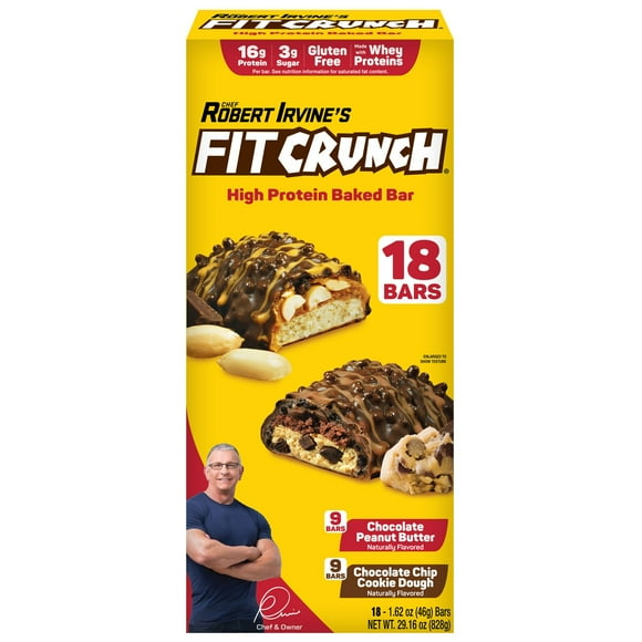 Chef Robert Irvine's FITCRUNCH High Protein Baked Bars, Variety Pack, 1.62 oz. 18 ct.