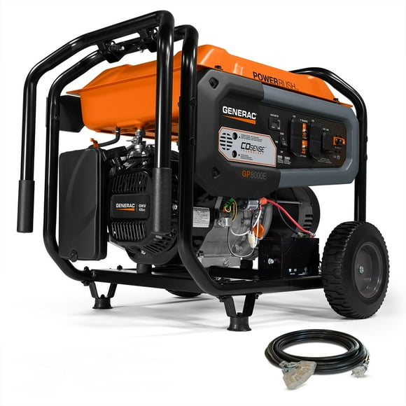 10,000/8,000- Watt Generac Gas-Powered Portable Generator With CO Sensor + Electric Start / 25ft Extension Cord