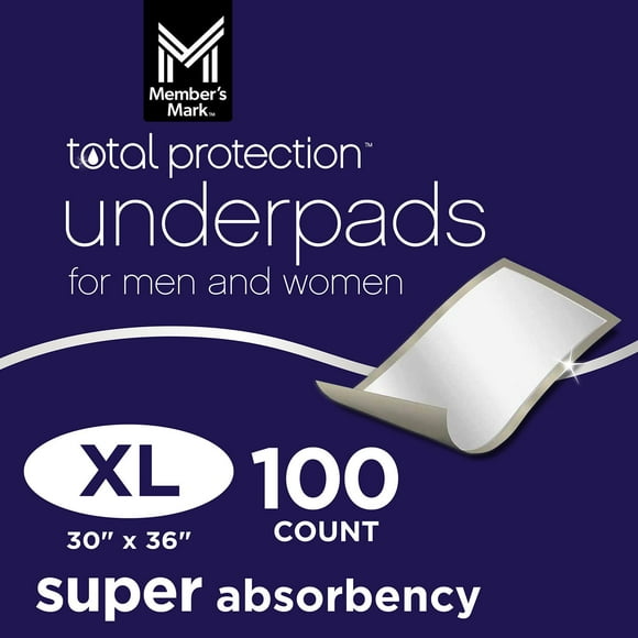 Member's Mark Total Protection Underpads Extra-Large, 30" x 36", 100 ct.