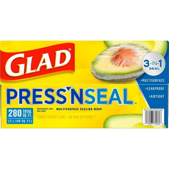 Glad Press'n Seal Plastic Food Wrap 140 sq. ft./roll, 2 rolls