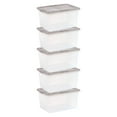 thumbnail image 1 of IRIS USA 58-Quart Snap Top Plastic Storage Box, Clear with Gray Lid, Set of 5, 1 of 8