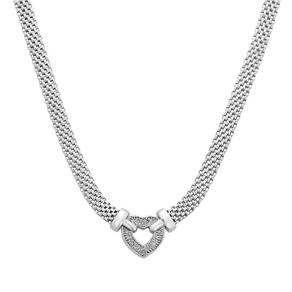 0.12 CT. T.W. Diamond Heart Necklace in Italian Sterling Silver