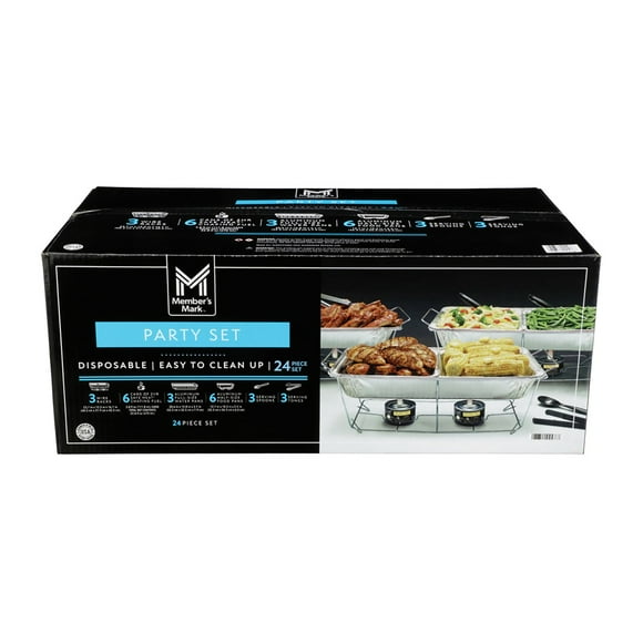 Member's Mark Party Set with 2-hour Safe Heat Chafing Fuel, 24 ct.