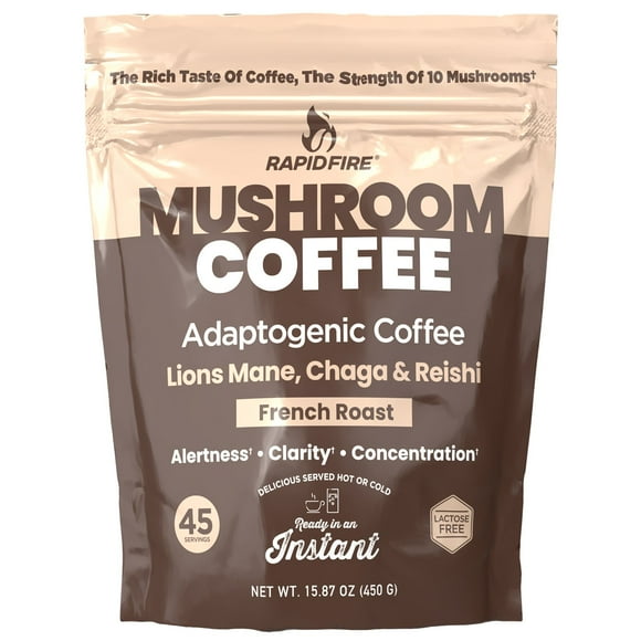 Rapid Fire Mushroom Instant Coffee, French Roast, 15.87 oz.