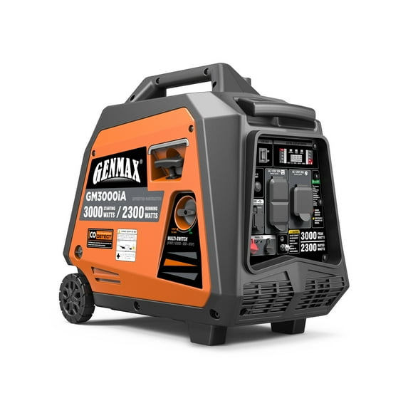 3000/2300-Watt Genmax Gas-Powered Portable Inverter With CO Sensor + Telescopic Handle