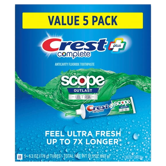 Crest Complete + Scope Outlast Ultra Toothpaste, 6.3 oz., 5 pk.