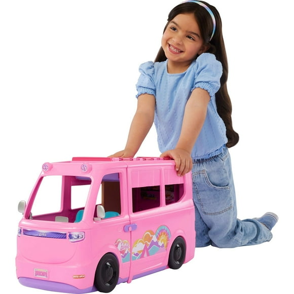 Barbie Dream Camper Playset with Roof Tent, BBQ Grill with Color-Change Feature & Accessories