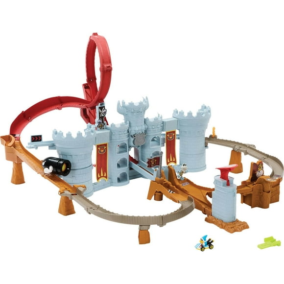 Hot Wheels Mario Kart Bowser’s Castle Track Set with Die-Cast Kamek Toy Vehicle & Storage