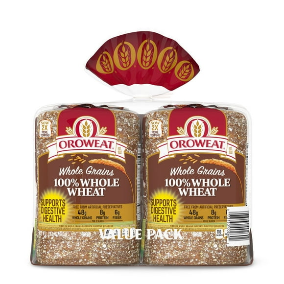 Oroweat Whole Grains 100% Whole Wheat Bread 24 oz., 2 pk.