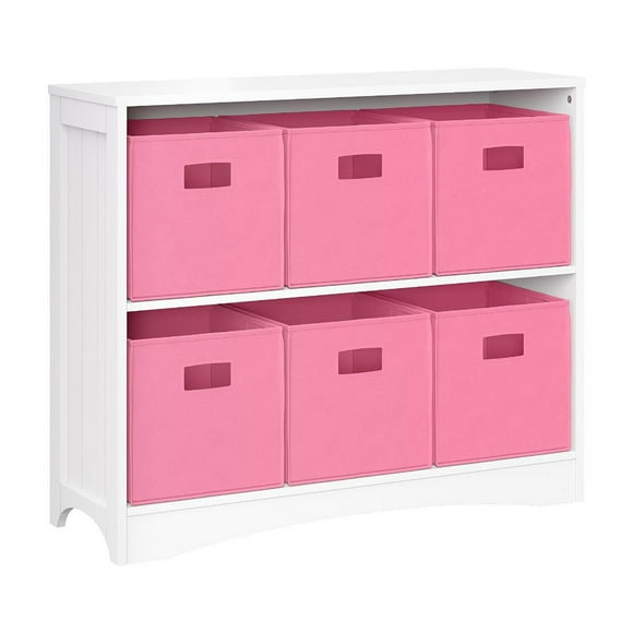 RiverRidge Horizontal Bookcase with 6 Bins, Assorted Shelf and Bin Colors