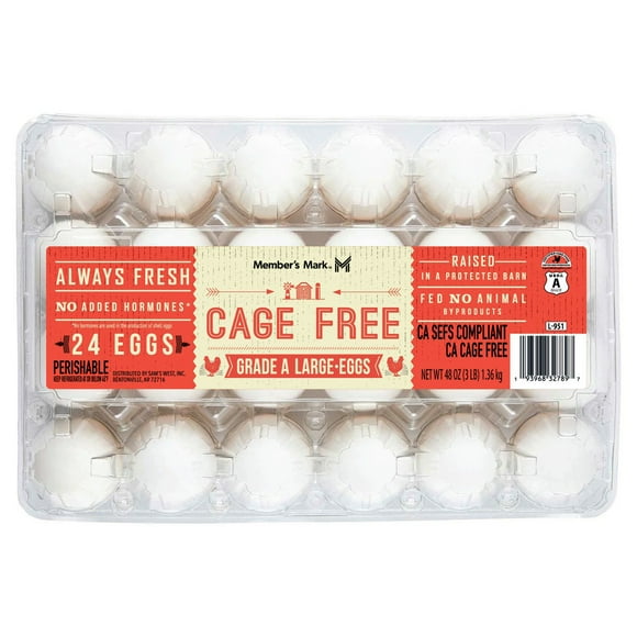 Member's Mark Cage Free Grade A Large White Eggs, 2 dozen