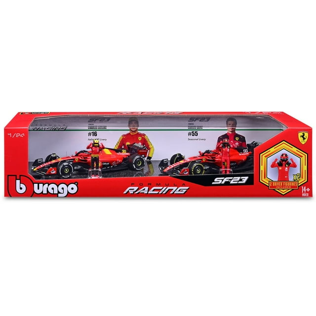 Bburago Formula One Racing 1:24 Race Cars with Driver Figures, 2 pk.