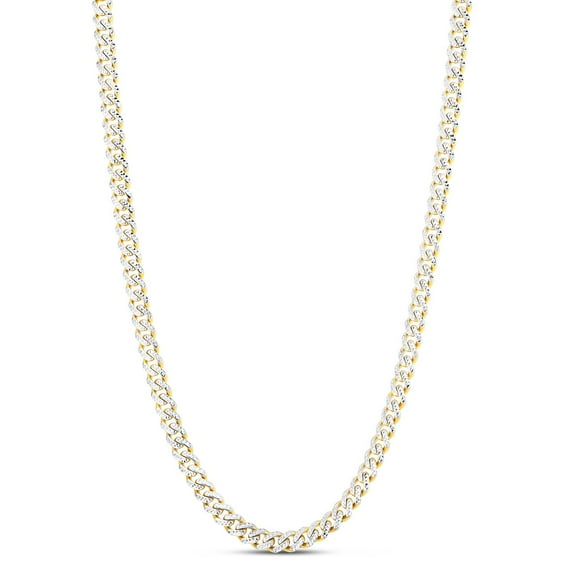 Miami Cuban Pave Chain Necklace in 14K Two-Tone Gold