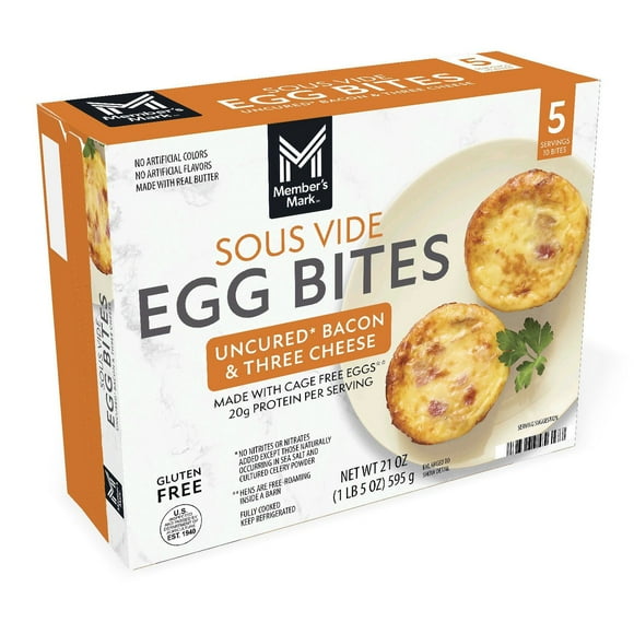 Member's Mark Sous Vide Uncured Bacon and Three Cheese Egg Bites, 5 pk.