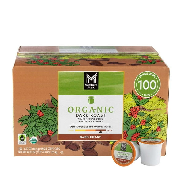 Member's Mark Organic Dark Roast Coffee Pods, 100 ct.