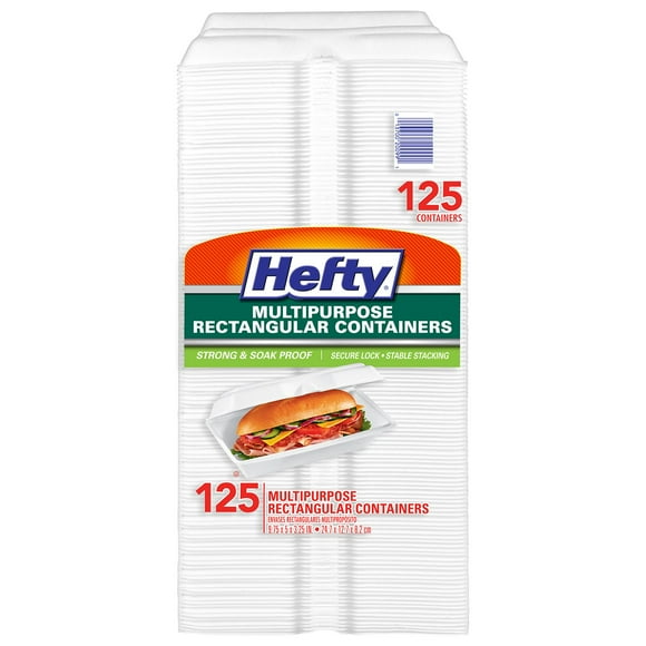 Hefty Food Service Containers Rectangle 9 3/4" x 5" x 3 1/4" 125 ct.