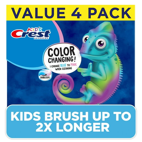Crest Kid's Advanced Color Changing Toothpaste, Bubblegum, 4.2 oz., 4 pk.