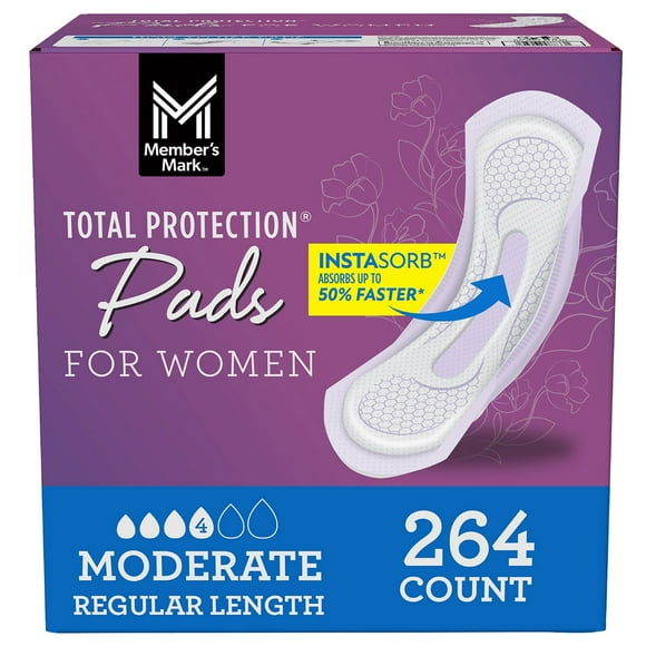 Member's Mark Total Protection Pads for Women, Moderate Regular, 264 ct.
