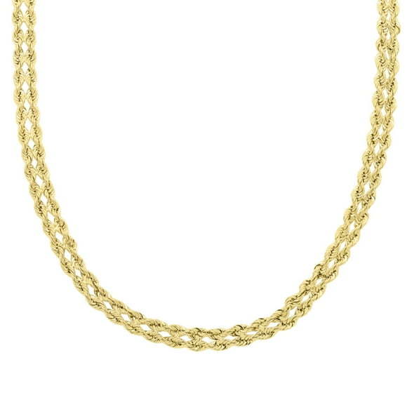 Kissing Hearts Double Rope Chain Necklace in 14K Gold