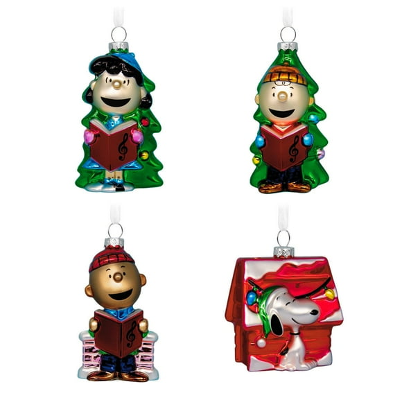 Hallmark Licensed Peanuts Glass Ornaments, Set of 4