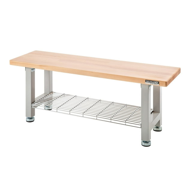UltraHD 48" Wood Seating Bench with Storage Shelf