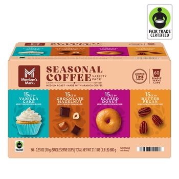 Member's Mark Seasonal Coffee Medium Roast Coffee Pods, Variety Pack, 60 ct.