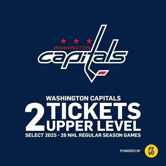 NHL Washington Capitals, Two (2) Upper Level Tickets eVoucher