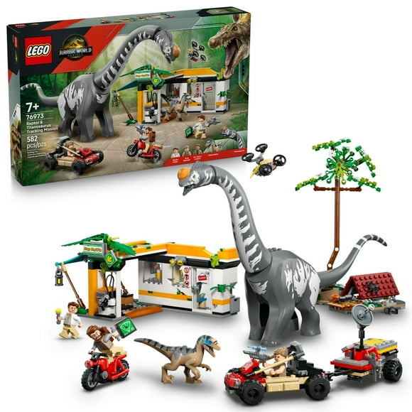 LEGO Jurassic World Raptor & Titanosaurus Tracking Mission Building Set, 582 pc.