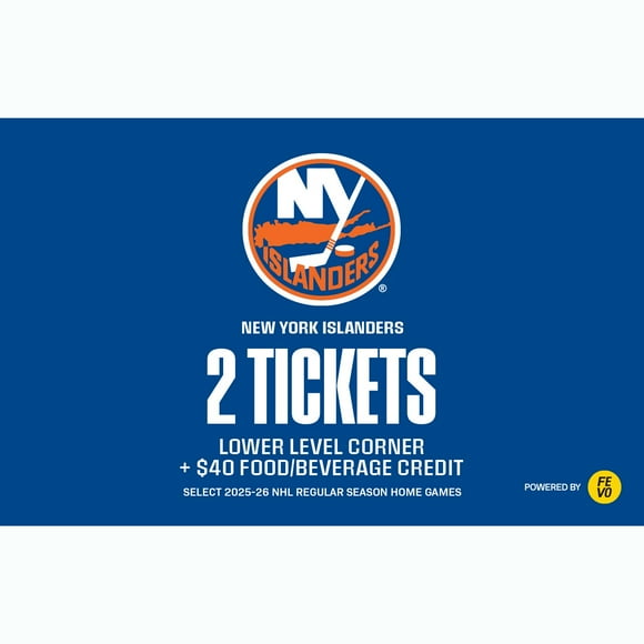 NHL New York Islanders, Two (2) Lower Level Corner Tickets + $40 Food & Beverage eVoucher