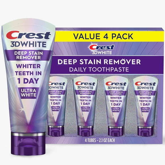 Crest 3D White Deep Stain Remover Whitening Toothpaste, 2.1 oz., 4 pk.