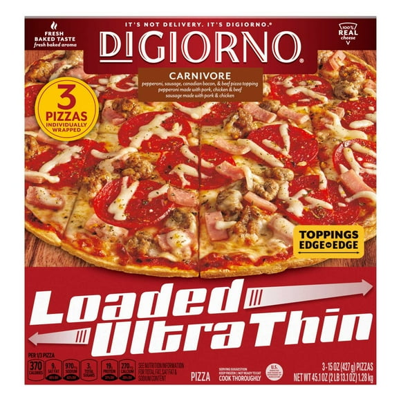 DiGiorno Loaded Carnivore Ultra Thin Pizza, Frozen, 3 pk.