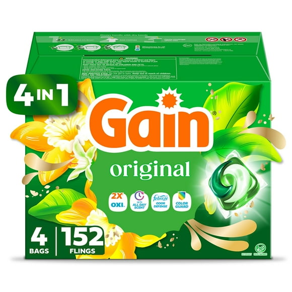 Gain Flings 4 in 1 Laundry Detergent Pacs, Original Scent, 152 ct.