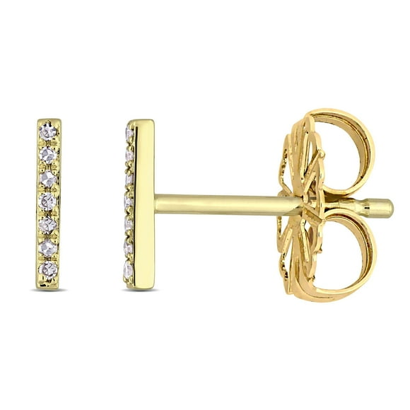 .049 CT. T.W. Round Cut Diamond Linear Bar Stud Earrings in 14k Gold