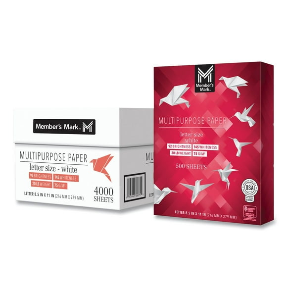 Member's Mark Multipurpose Copy Paper, 8.5 x 11”, 92 Bright, 20 lbs., 10 Reams (5,000 sheets)