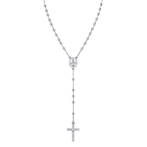Diamond Cut Rosary Necklace in Sterling Silver