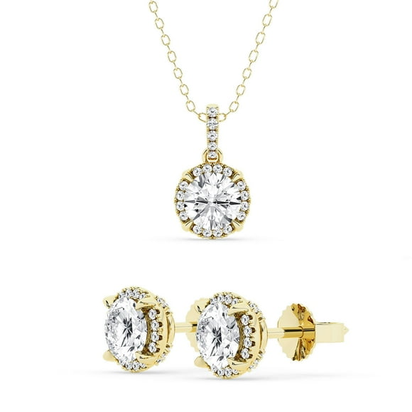 Lab Created Diamond Pendant & Earring Set in 14K Gold, 3.00 C.T.T.W.
