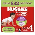 thumbnail image 1 of Huggies Little Movers HuggFit 360° Diapers, Sizes 3-7, 1 of 13