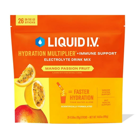 Liquid I.V. Hydration Multiplier +Immune Support, Mango Passion Fruit, 26 pk.