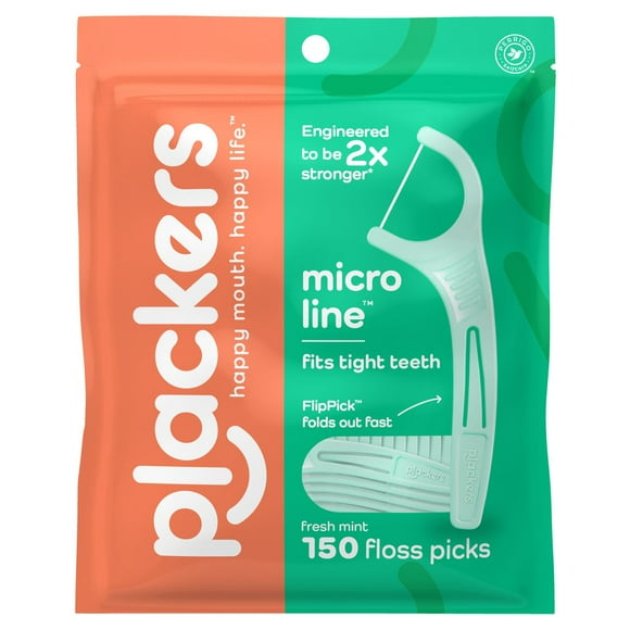 Plackers Micro Line Dental Floss Picks, Mint, 450 ct.