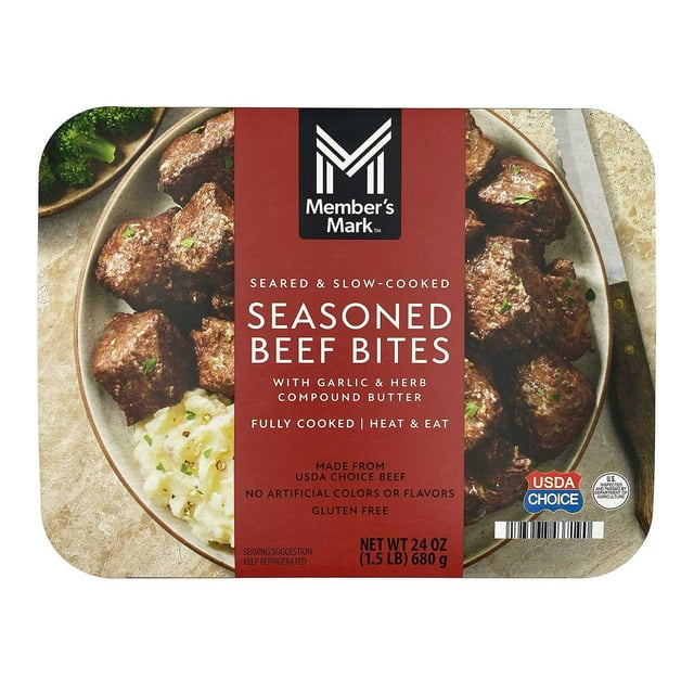 Member's Mark Seasoned Beef Bites with Garlic and Herb Compound Butter, 1.5 lbs.