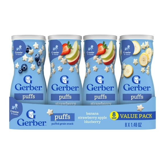 Gerber Grain & Grow Cereal Snack Puffs, Variety Pack, 1.48 oz., 8 ct.