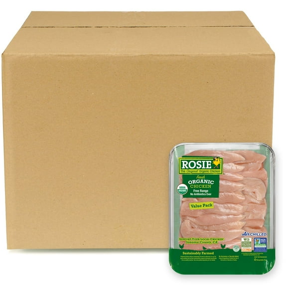Rosie Organic Boneless and Skinless Chicken Tenders, Case priced per pound