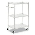 thumbnail image 1 of Alera Three-Shelf Wire Cart with Liners, Metal, 3 Shelves, 450 lb Capacity, 24" x 16" x 39", Silver, 1 of 6