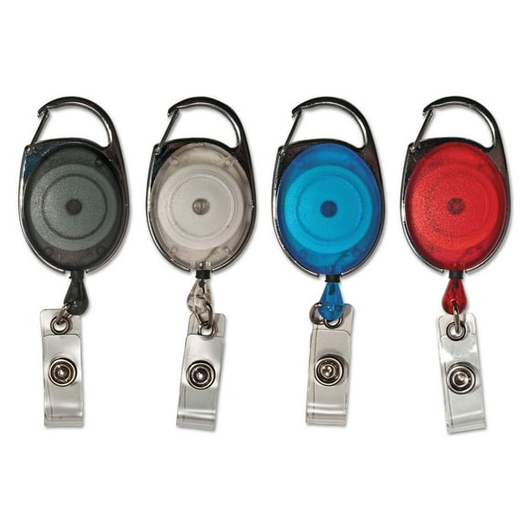 Advantus - Carabiner-Style Retractable ID Card Reel, 30" Extension, Assorted Colors - 20/PK