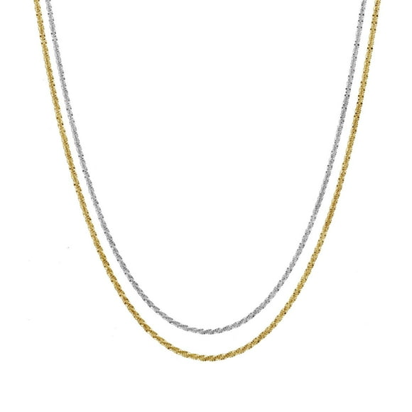 Criss Cross Diamond Cut Sparkle Chain Necklace in 14K Gold