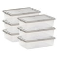 thumbnail image 1 of IRIS USA, 28 Quart Underbed Snap Lid Clear Plastic Storage Container, 16.25" W x 24" L x 6" H, 6 Piece Set, 1 of 9