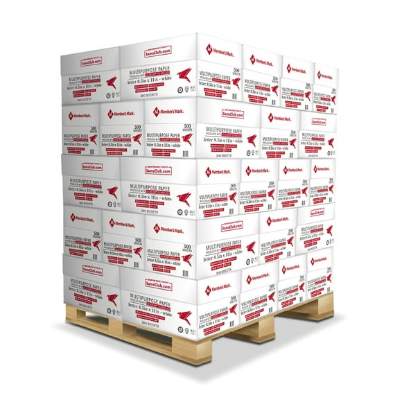 Member's Mark Multipurpose Copy Paper, 8.5 x 11", 92 Bright, 20 lbs., 40 Case Pallet (400 reams)