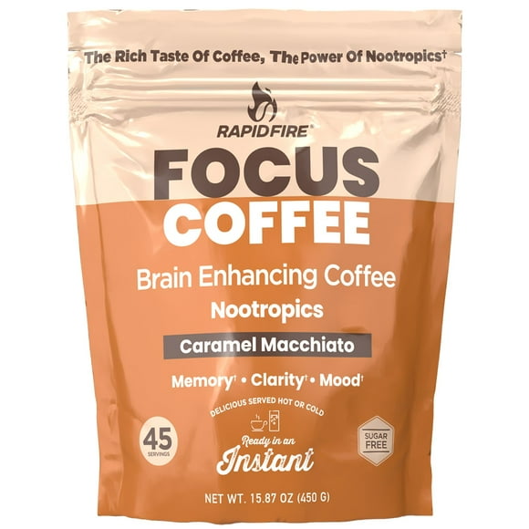 Rapid Fire Focus Instant Coffee, Caramel Macchiato, 15.87 oz.